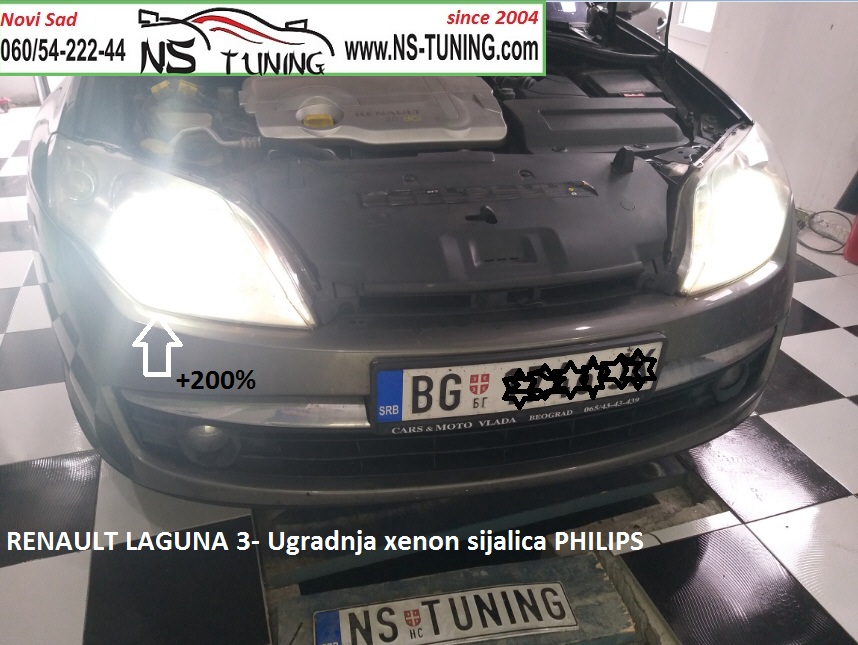reno laguna 3 2010 ugradnja xenon jacih sijalica philips canbus trafo novi sad tuning ns servis